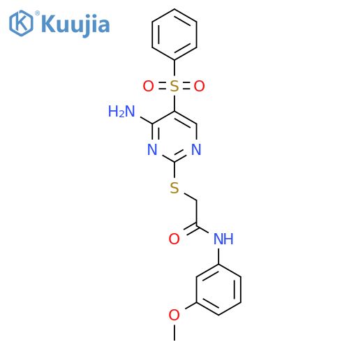2-{4-amino-5-(benzenesulfonyl)pyrimidin-2-ylsulfanyl}-N-(3-methoxyphenyl)acetamide structure