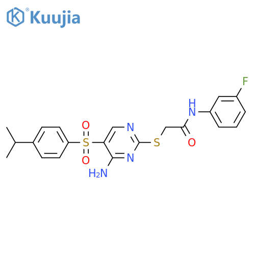 2-({4-amino-5-4-(propan-2-yl)benzenesulfonylpyrimidin-2-yl}sulfanyl)-N-(3-fluorophenyl)acetamide structure