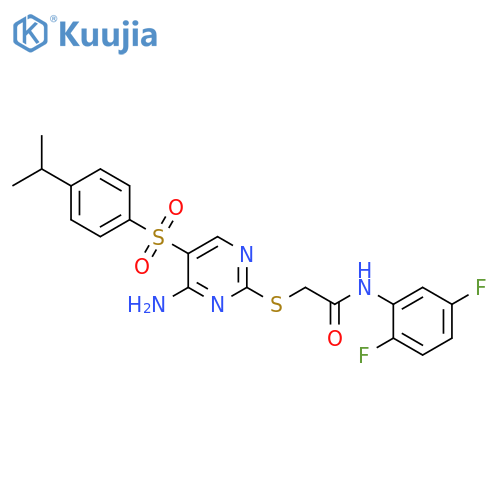 2-({4-amino-5-4-(propan-2-yl)benzenesulfonylpyrimidin-2-yl}sulfanyl)-N-(2,5-difluorophenyl)acetamide structure