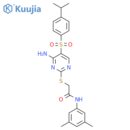 2-({4-amino-5-4-(propan-2-yl)benzenesulfonylpyrimidin-2-yl}sulfanyl)-N-(3,5-dimethylphenyl)acetamide structure