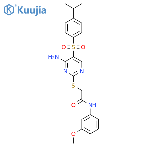 2-({4-amino-5-4-(propan-2-yl)benzenesulfonylpyrimidin-2-yl}sulfanyl)-N-(3-methoxyphenyl)acetamide structure