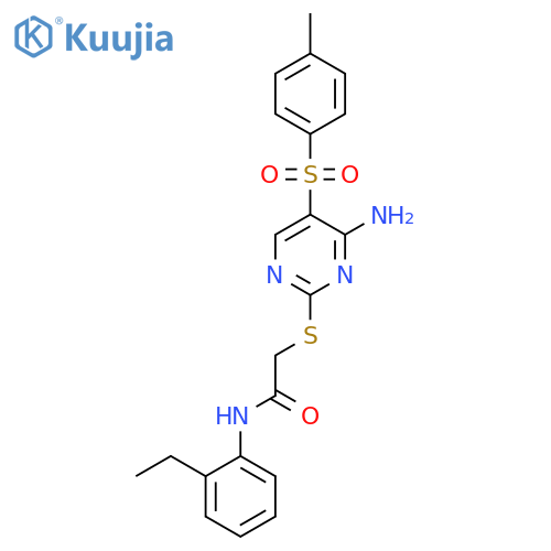 2-{4-amino-5-(4-methylbenzenesulfonyl)pyrimidin-2-ylsulfanyl}-N-(2-ethylphenyl)acetamide structure
