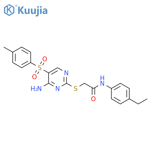 2-{4-amino-5-(4-methylbenzenesulfonyl)pyrimidin-2-ylsulfanyl}-N-(4-ethylphenyl)acetamide structure