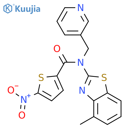 N-(4-methyl-1,3-benzothiazol-2-yl)-5-nitro-N-(pyridin-3-yl)methylthiophene-2-carboxamide structure