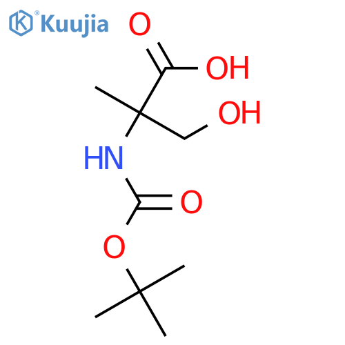 2-{(tert-butoxy)carbonylamino}-3-hydroxy-2-methylpropanoic acid structure