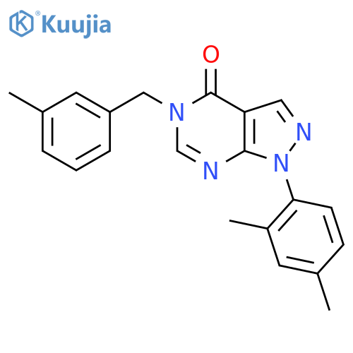 1-(2,4-dimethylphenyl)-5-(3-methylphenyl)methyl-1H,4H,5H-pyrazolo3,4-dpyrimidin-4-one structure