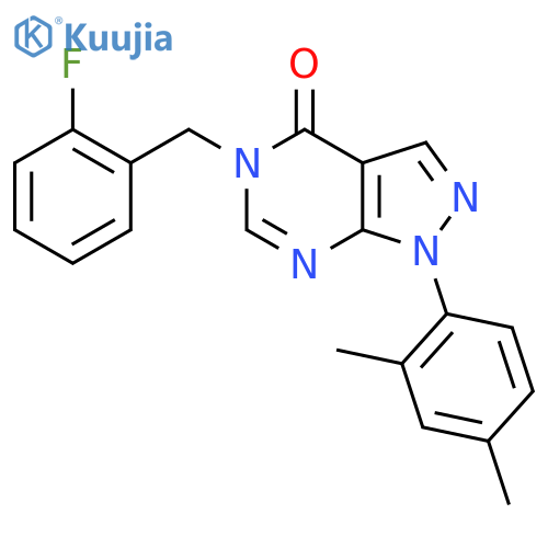 1-(2,4-dimethylphenyl)-5-(2-fluorophenyl)methyl-1H,4H,5H-pyrazolo3,4-dpyrimidin-4-one structure