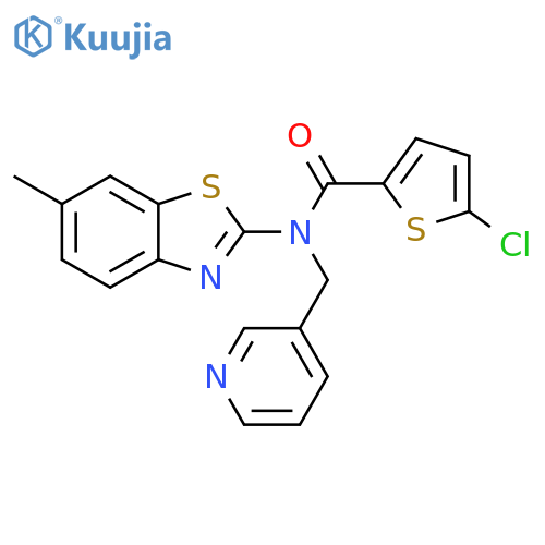 5-chloro-N-(6-methyl-1,3-benzothiazol-2-yl)-N-(pyridin-3-yl)methylthiophene-2-carboxamide structure