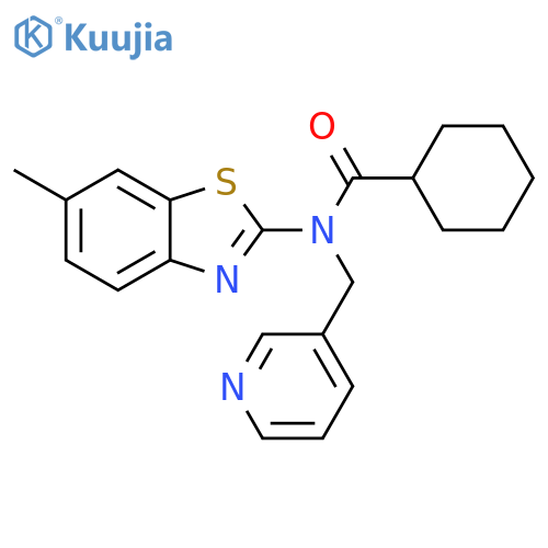 N-(6-methyl-1,3-benzothiazol-2-yl)-N-(pyridin-3-yl)methylcyclohexanecarboxamide structure