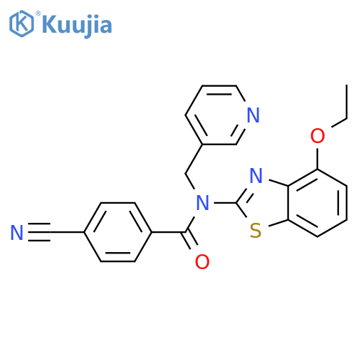 4-cyano-N-(4-ethoxy-1,3-benzothiazol-2-yl)-N-(pyridin-3-yl)methylbenzamide structure
