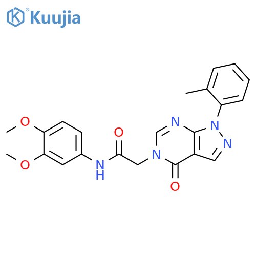 N-(3,4-dimethoxyphenyl)-2-1-(2-methylphenyl)-4-oxo-1H,4H,5H-pyrazolo3,4-dpyrimidin-5-ylacetamide structure