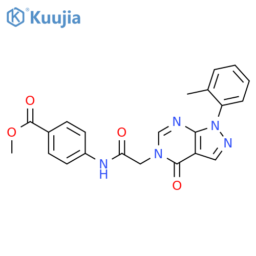 methyl 4-{2-1-(2-methylphenyl)-4-oxo-1H,4H,5H-pyrazolo3,4-dpyrimidin-5-ylacetamido}benzoate structure