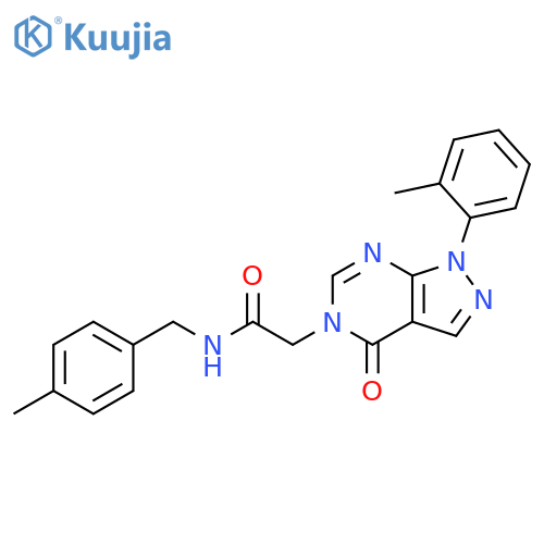2-1-(2-methylphenyl)-4-oxo-1H,4H,5H-pyrazolo3,4-dpyrimidin-5-yl-N-(4-methylphenyl)methylacetamide structure