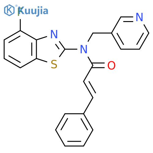 (2E)-N-(4-fluoro-1,3-benzothiazol-2-yl)-3-phenyl-N-(pyridin-3-yl)methylprop-2-enamide structure