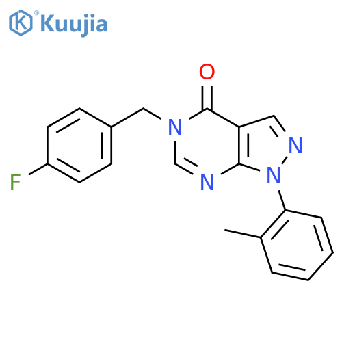 5-(4-fluorophenyl)methyl-1-(2-methylphenyl)-1H,4H,5H-pyrazolo3,4-dpyrimidin-4-one structure