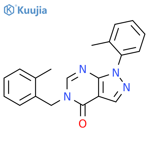 1-(2-methylphenyl)-5-(2-methylphenyl)methyl-1H,4H,5H-pyrazolo3,4-dpyrimidin-4-one structure