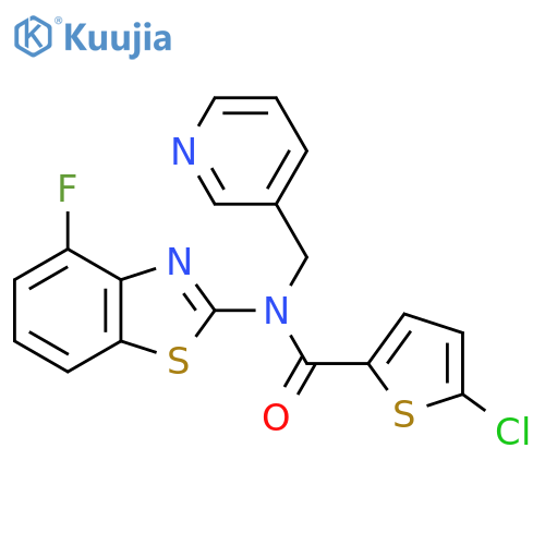 5-chloro-N-(4-fluoro-1,3-benzothiazol-2-yl)-N-(pyridin-3-yl)methylthiophene-2-carboxamide structure