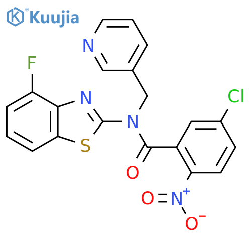 5-chloro-N-(4-fluoro-1,3-benzothiazol-2-yl)-2-nitro-N-(pyridin-3-yl)methylbenzamide structure