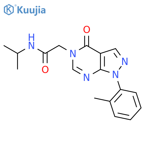 2-1-(2-methylphenyl)-4-oxo-1H,4H,5H-pyrazolo3,4-dpyrimidin-5-yl-N-(propan-2-yl)acetamide structure