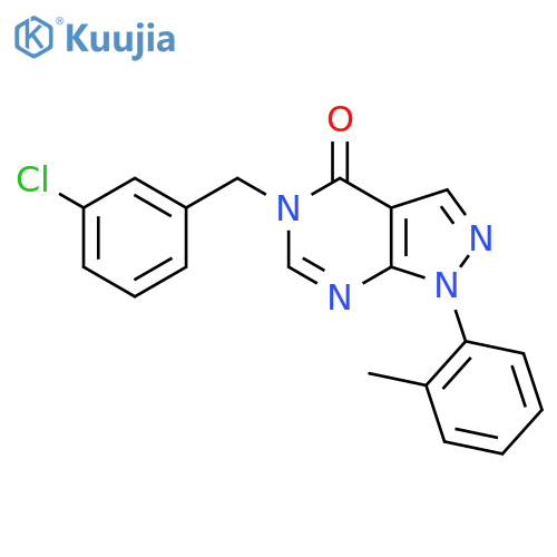5-(3-chlorophenyl)methyl-1-(2-methylphenyl)-1H,4H,5H-pyrazolo3,4-dpyrimidin-4-one structure