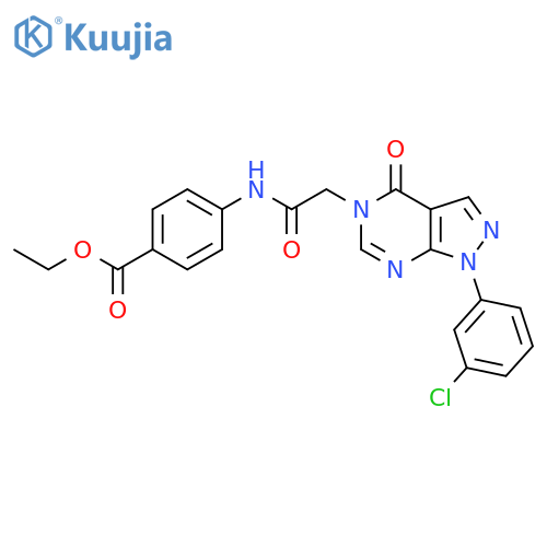 ethyl 4-{2-1-(3-chlorophenyl)-4-oxo-1H,4H,5H-pyrazolo3,4-dpyrimidin-5-ylacetamido}benzoate structure