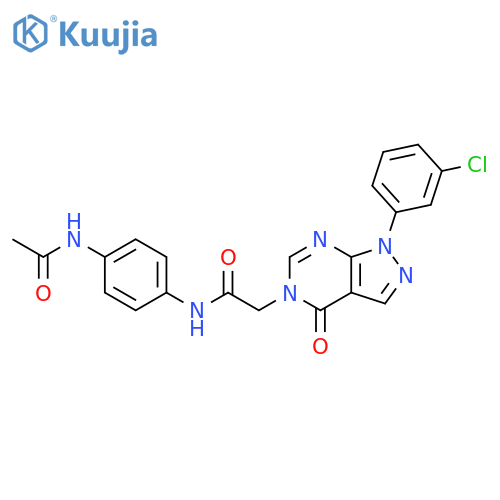 2-1-(3-chlorophenyl)-4-oxo-1H,4H,5H-pyrazolo3,4-dpyrimidin-5-yl-N-(4-acetamidophenyl)acetamide structure