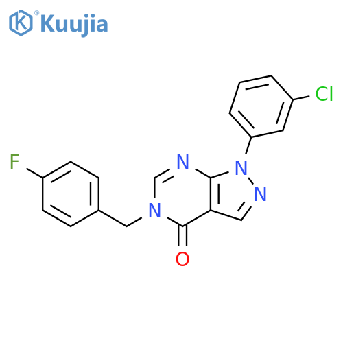1-(3-chlorophenyl)-5-(4-fluorophenyl)methyl-1H,4H,5H-pyrazolo3,4-dpyrimidin-4-one structure