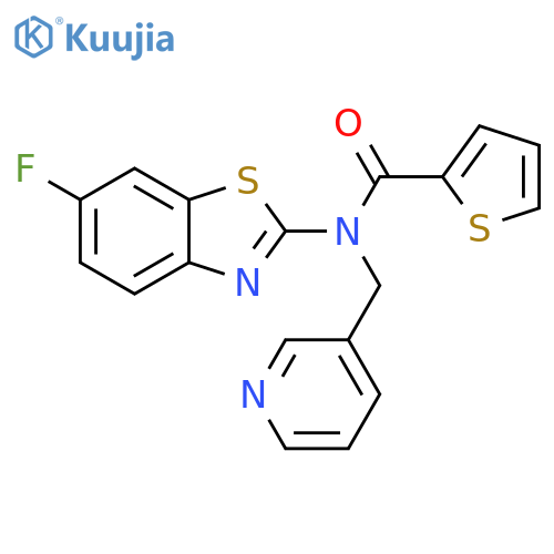 N-(6-fluoro-1,3-benzothiazol-2-yl)-N-(pyridin-3-yl)methylthiophene-2-carboxamide structure