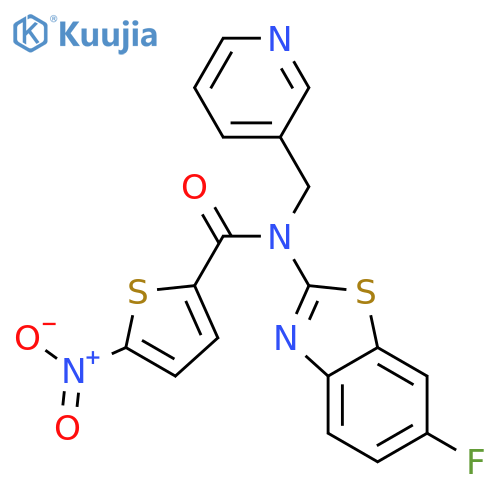 N-(6-fluoro-1,3-benzothiazol-2-yl)-5-nitro-N-(pyridin-3-yl)methylthiophene-2-carboxamide structure