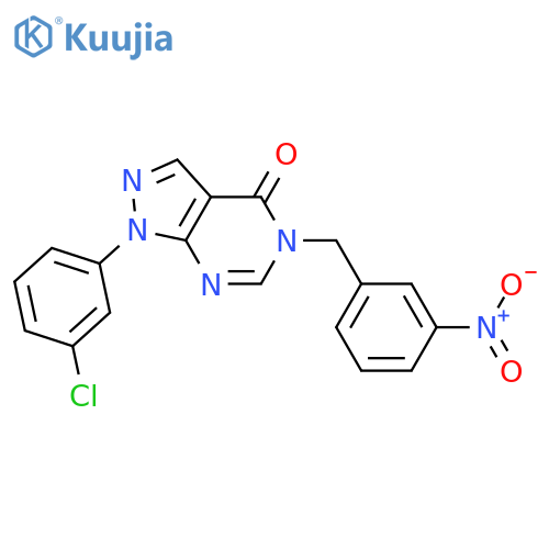 1-(3-chlorophenyl)-5-(3-nitrophenyl)methyl-1H,4H,5H-pyrazolo3,4-dpyrimidin-4-one structure