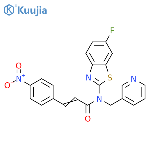 (2Z)-N-(6-fluoro-1,3-benzothiazol-2-yl)-3-(4-nitrophenyl)-N-(pyridin-3-yl)methylprop-2-enamide structure