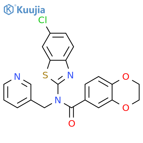 N-(6-chloro-1,3-benzothiazol-2-yl)-N-(pyridin-3-yl)methyl-2,3-dihydro-1,4-benzodioxine-6-carboxamide structure