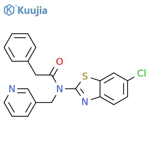 N-(6-chloro-1,3-benzothiazol-2-yl)-2-phenyl-N-(pyridin-3-yl)methylacetamide structure