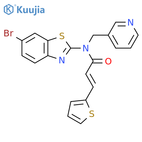 (2E)-N-(6-bromo-1,3-benzothiazol-2-yl)-N-(pyridin-3-yl)methyl-3-(thiophen-2-yl)prop-2-enamide structure