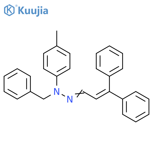 2-Propenal, 3,3-diphenyl-, (4-methylphenyl)(phenylmethyl)hydrazone structure