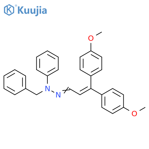2-Propenal, 3,3-bis(4-methoxyphenyl)-, phenyl(phenylmethyl)hydrazone structure