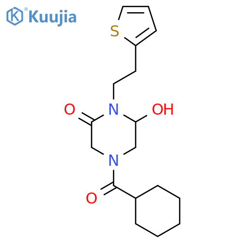 Piperazinone, 4-(cyclohexylcarbonyl)-6-hydroxy-1-[2-(2-thienyl)ethyl]- structure