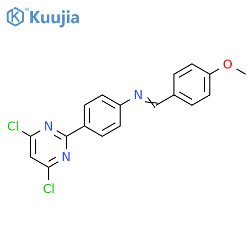 Benzenamine, 4-(4,6-dichloro-2-pyrimidinyl)-N-[(4-methoxyphenyl)methylene]- structure