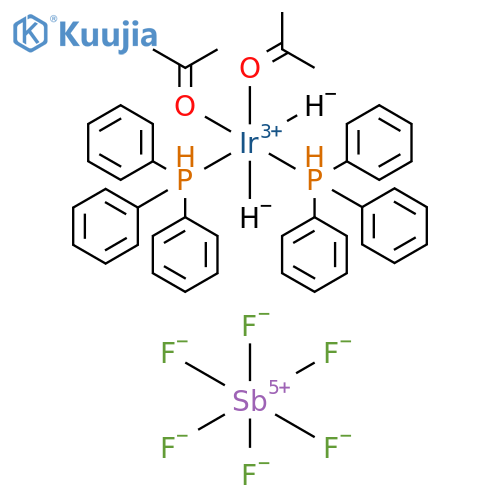 Dihydrobis(2-propanone)bis(triphenylphosphine)iridium (OC-6-11)-hexafluoroantimonate structure