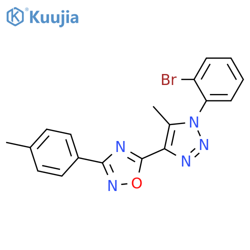 5-1-(2-bromophenyl)-5-methyl-1H-1,2,3-triazol-4-yl-3-(4-methylphenyl)-1,2,4-oxadiazole structure