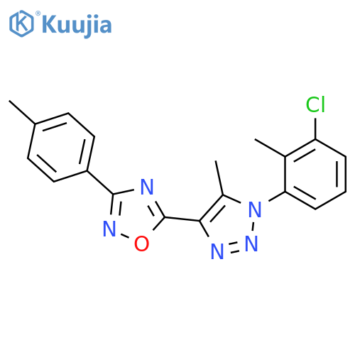 5-1-(3-chloro-2-methylphenyl)-5-methyl-1H-1,2,3-triazol-4-yl-3-(4-methylphenyl)-1,2,4-oxadiazole structure