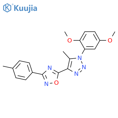 5-1-(2,5-dimethoxyphenyl)-5-methyl-1H-1,2,3-triazol-4-yl-3-(4-methylphenyl)-1,2,4-oxadiazole structure