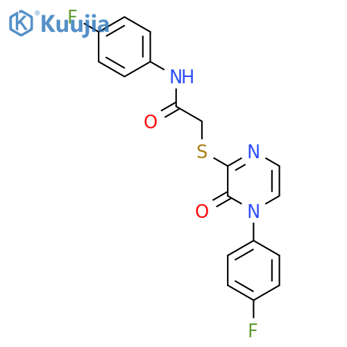 N-(4-fluorophenyl)-2-{4-(4-fluorophenyl)-3-oxo-3,4-dihydropyrazin-2-ylsulfanyl}acetamide structure