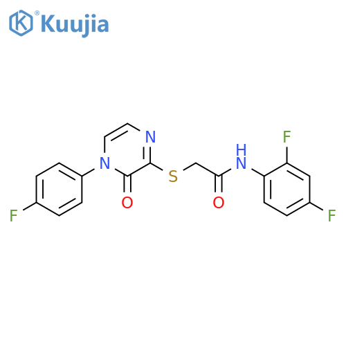 N-(2,4-difluorophenyl)-2-{4-(4-fluorophenyl)-3-oxo-3,4-dihydropyrazin-2-ylsulfanyl}acetamide structure