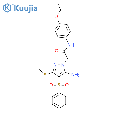 2-5-amino-4-(4-methylbenzenesulfonyl)-3-(methylsulfanyl)-1H-pyrazol-1-yl-N-(4-ethoxyphenyl)acetamide structure