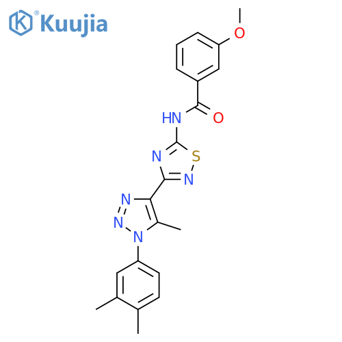 N-{3-1-(3,4-dimethylphenyl)-5-methyl-1H-1,2,3-triazol-4-yl-1,2,4-thiadiazol-5-yl}-3-methoxybenzamide structure