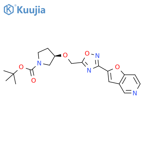 1-Pyrrolidinecarboxylic acid,3-[(3-furo[3,2-c]pyridin-2-yl-1,2,4-oxadiazol-5-yl)methoxy]-,1,1-dimethylethyl ester, (3R)- structure