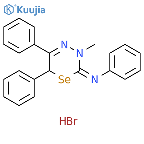 Benzenamine,N-(3,6-dihydro-3-methyl-5,6-diphenyl-2H-1,3,4-selenadiazin-2-ylidene)-, monohydrobromide structure