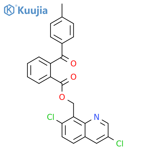 Benzoic acid, 2-(4-methylbenzoyl)-, (3,7-dichloro-8-quinolinyl)methyl ester structure