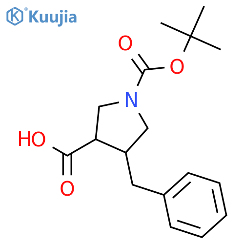 rac-(3R,4R)-4-benzyl-1-(tert-butoxy)carbonylpyrrolidine-3-carboxylic acid, trans structure